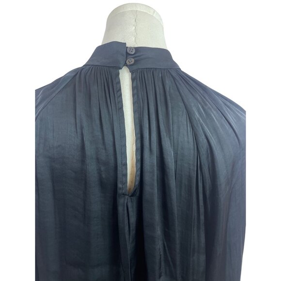 Gap Women’s Black Pleated High Neck Blouse With Button Back Size XS - New - Picture 4 of 9